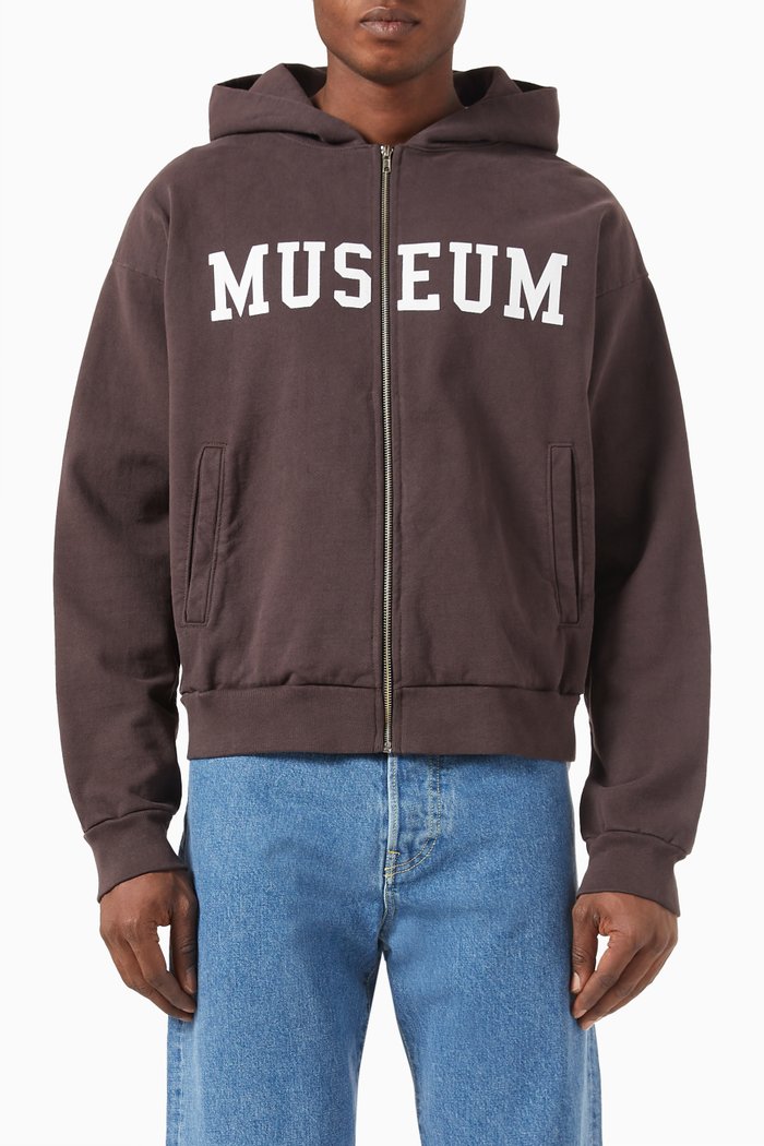 

Varsity Hoodie in Cotton Jersey, Brown