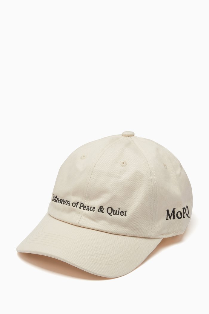 

Warped Logo Embroidered Baseball Cap in Cotton, Neutral