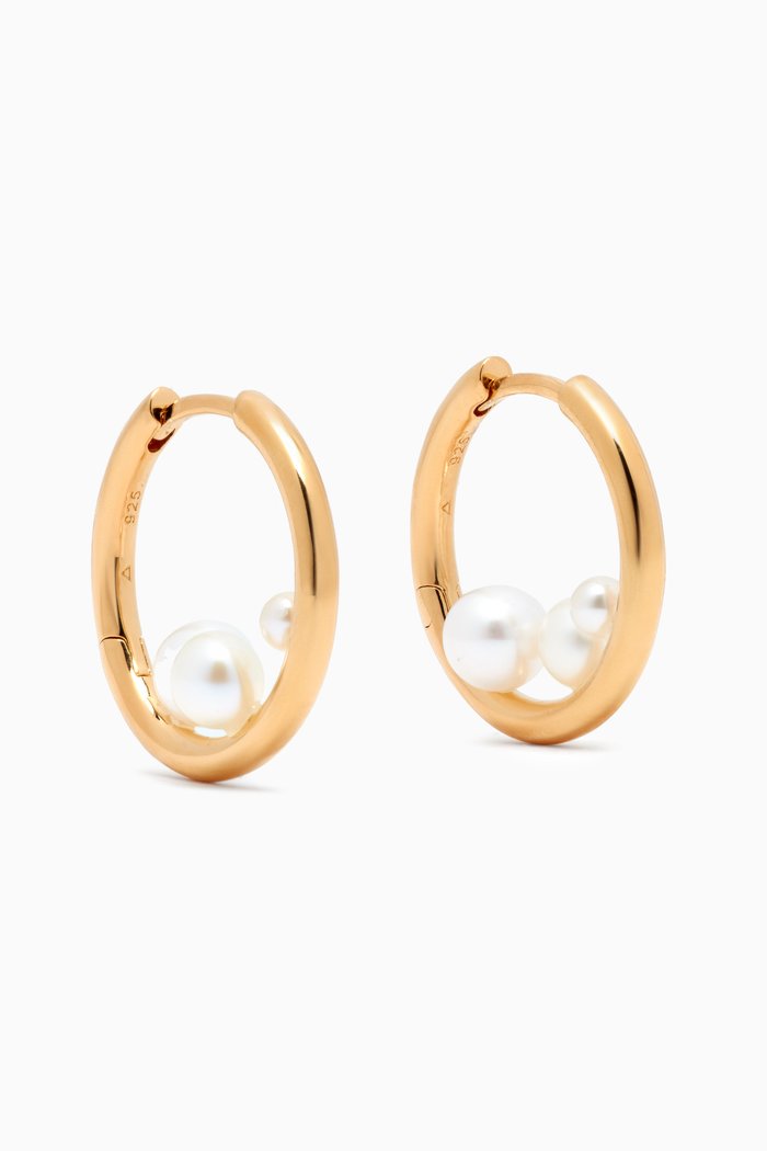 

Trio Pearl Hoop Earrings in Gold Vermeil
