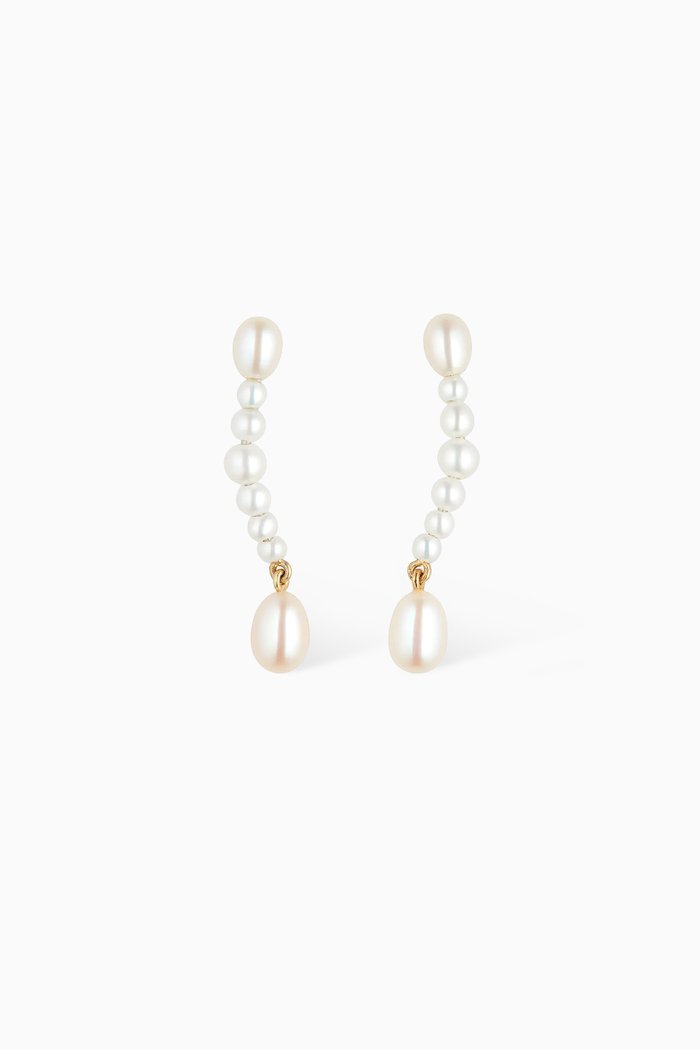 Pearl Drop Earrings in Gold Vermeil, White