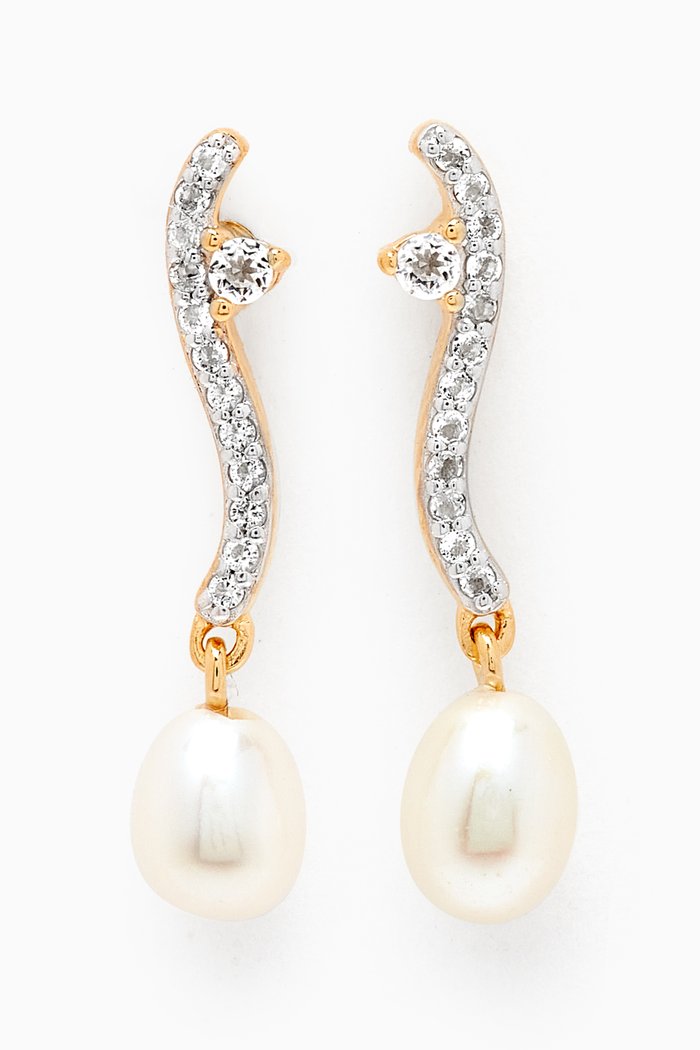 

Topaz & Pral Drop Earrings in Gold Vermeil, White