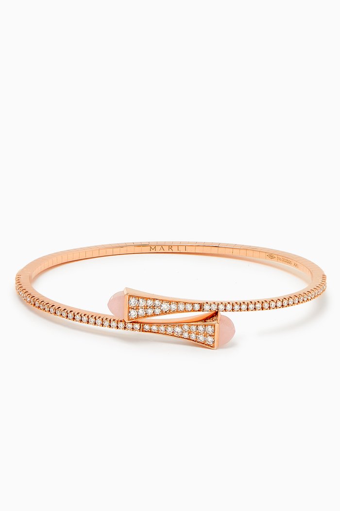 

Cleo Diamond Slim Slip-on Bracelet with Pink Quartz in 18kt Rose Gold
