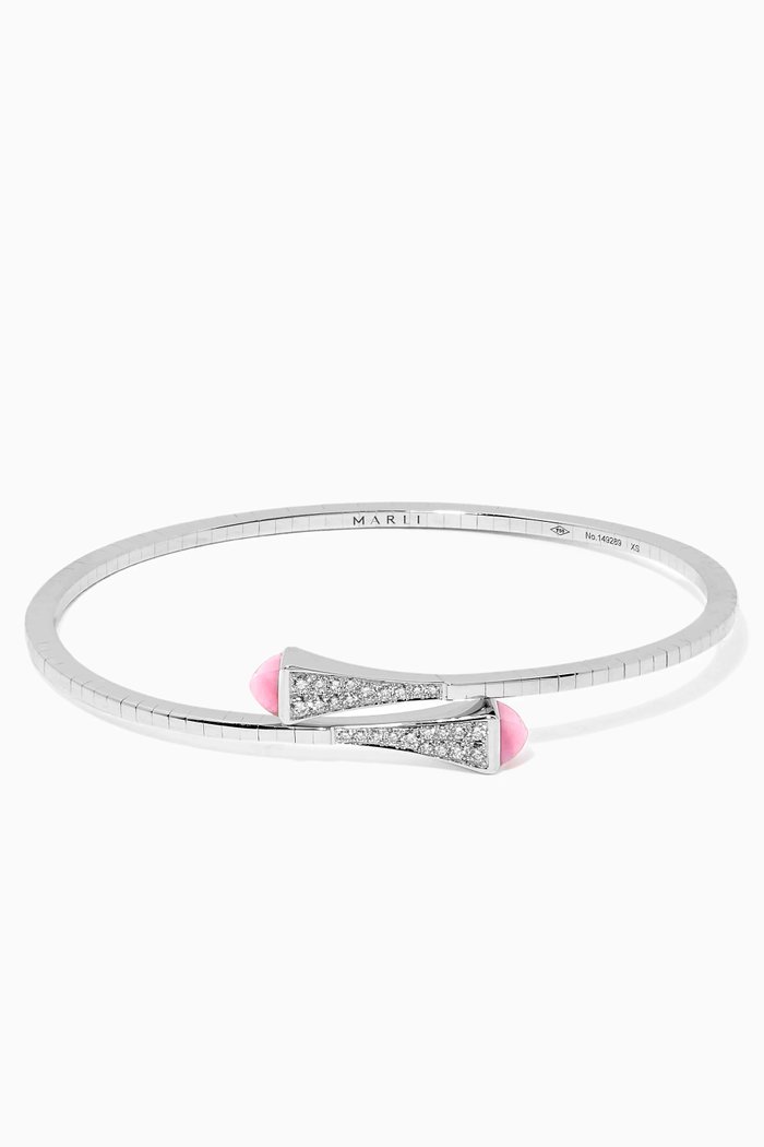 

Cleo Diamond & Quartz Slim Bracelet in 18kt White Gold, Silver