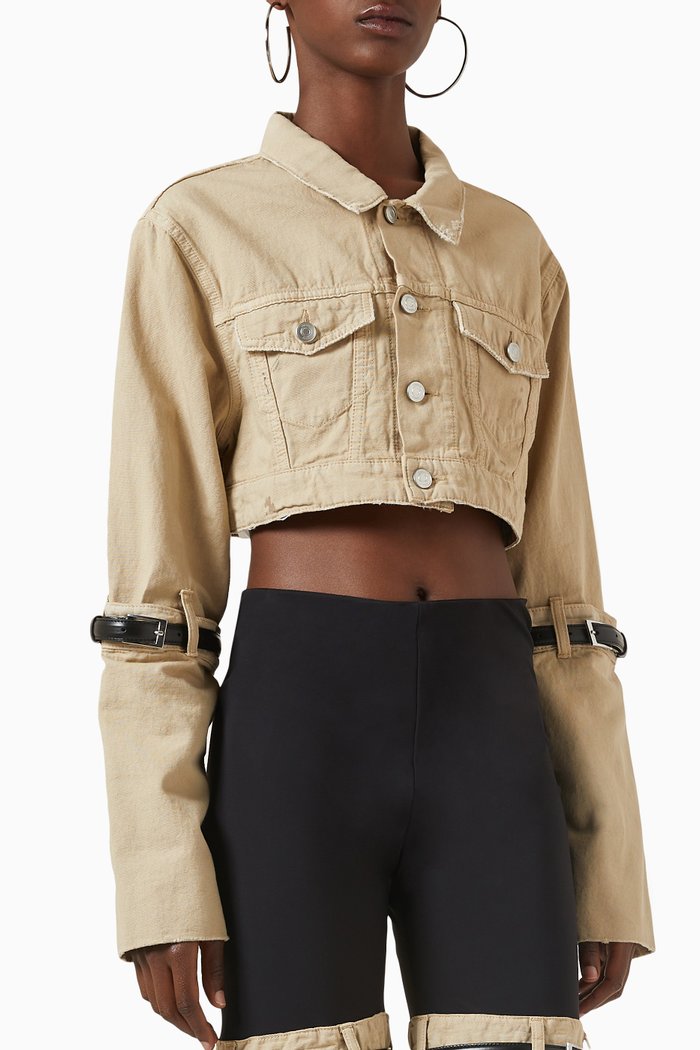 

Cropped Hybrid Jacket in Cotton, Neutral