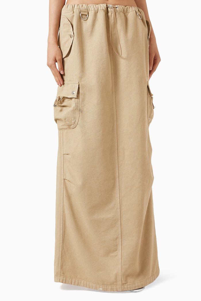 

Cargo Maxi Skirt in Cotton, Neutral
