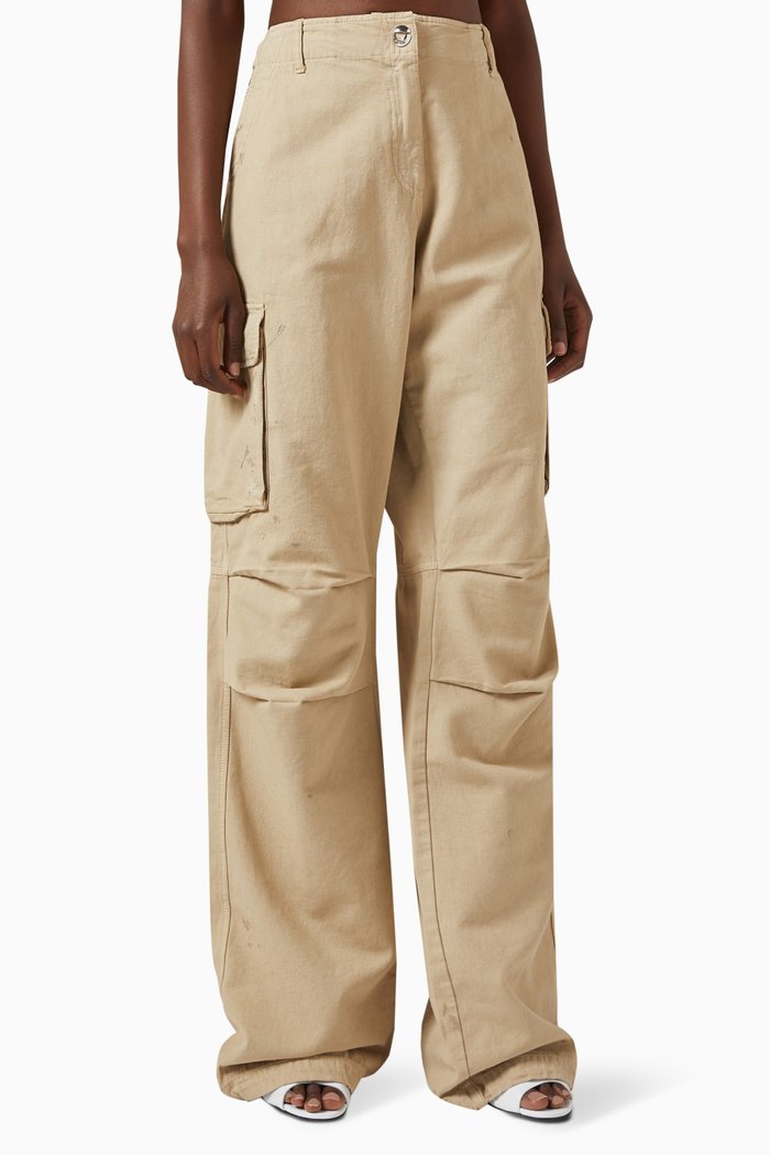 

Wide-leg Cargo Pants in Canvas, Neutral