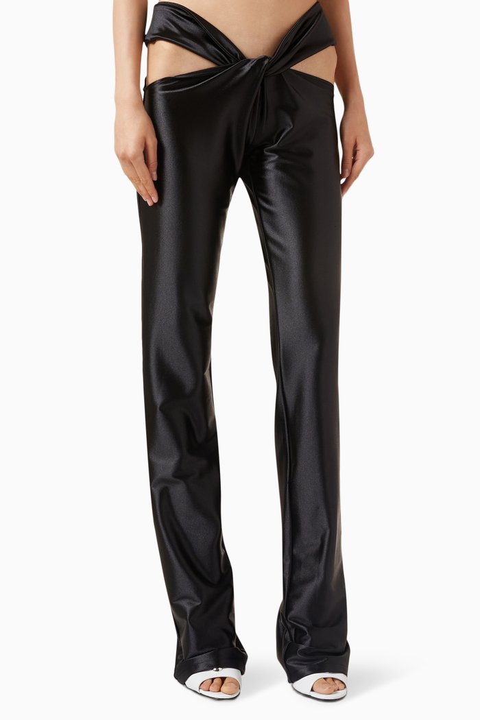 

Cut-out Slim-fit Pants, Black