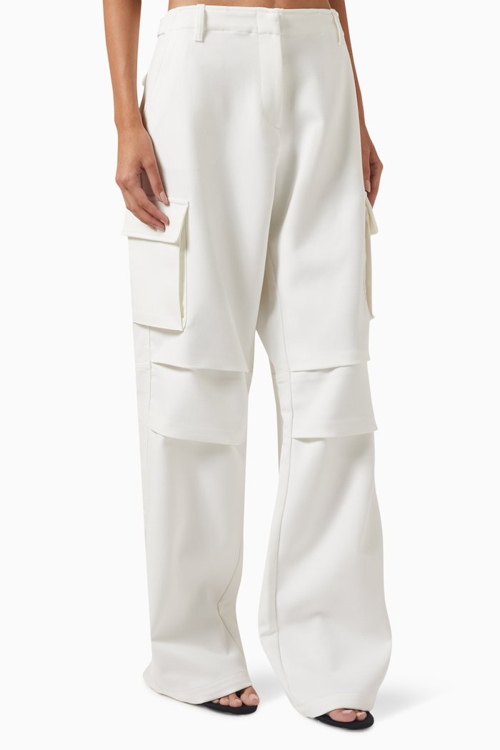 

Wide-leg Cargo Pants in Canvas, White