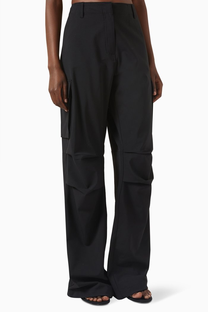 

Wide-leg Tailored Cargo Pants, Black