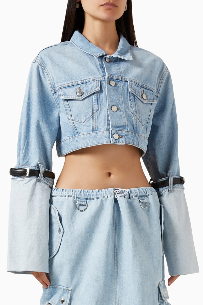 

Cropped Hybrid Jacket in Denim, Blue