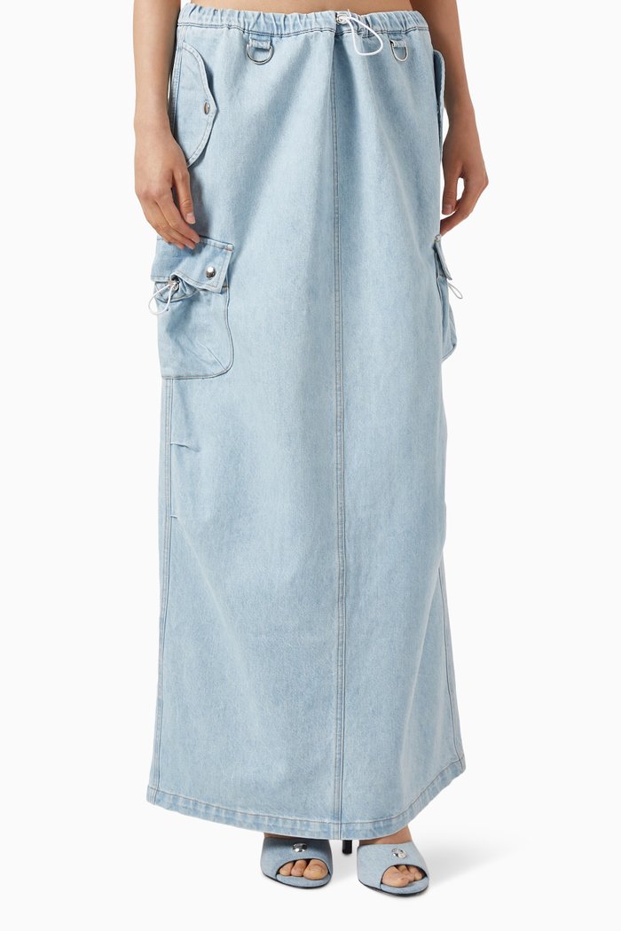 

Cargo Maxi Skirt in Denim, Blue