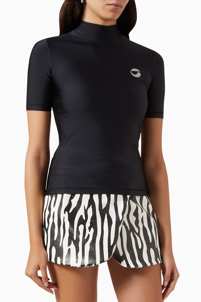 

High Neck Fitted Top, Black