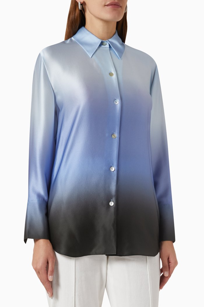 

Dip-Dye Ombré Shirt in Silk, Blue