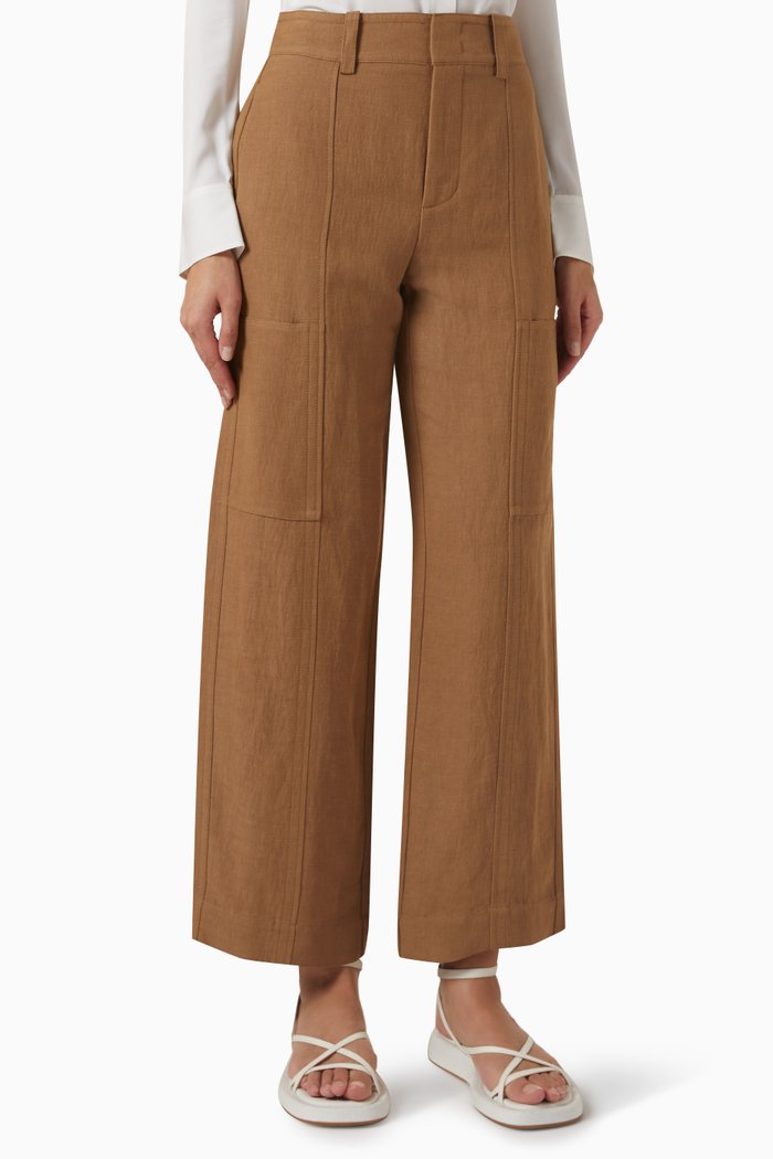 

Drop Waist Utility Wide-leg Pants in Rayon Blend, Brown