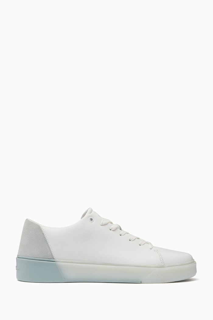 

Panelled Low Top Sneakers in Leather, White