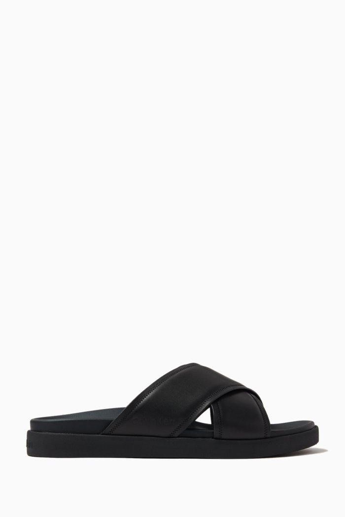 

Criss-cross Sandals in Natural Grain Leather, Black