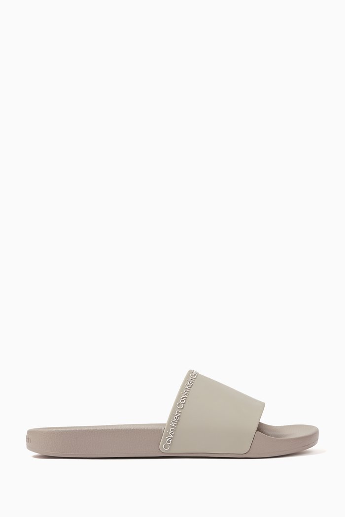 

Logo Pool Slides in Rubber, Grey