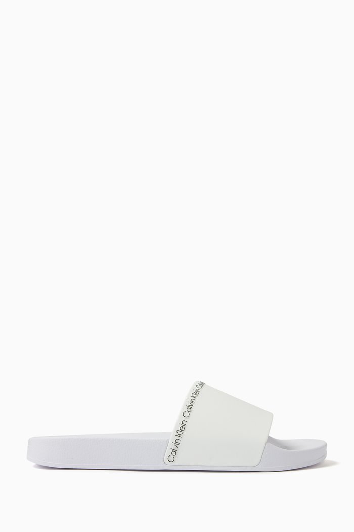 

Logo Pool Slides in Rubber, White