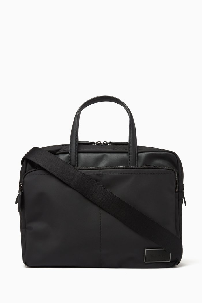 

Elevated Plaque Laptop Bag in Recycled Twill, Black