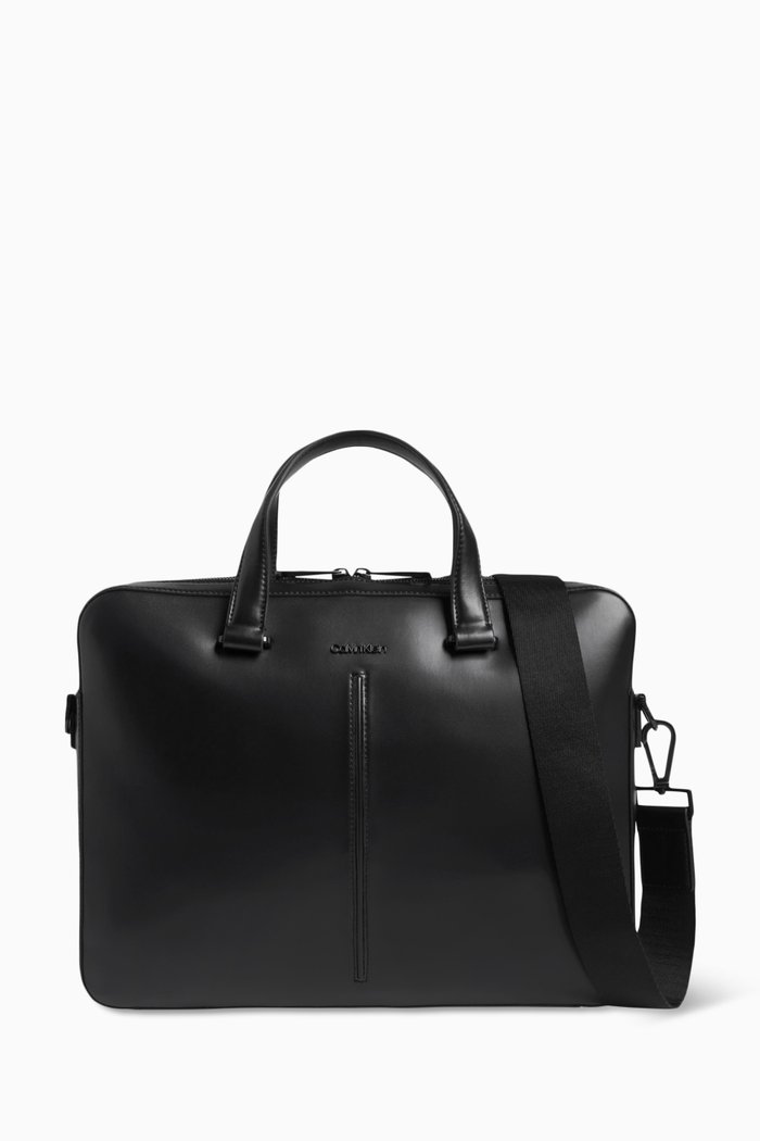

CK Median Laptop Bag in Faux Leather, Black
