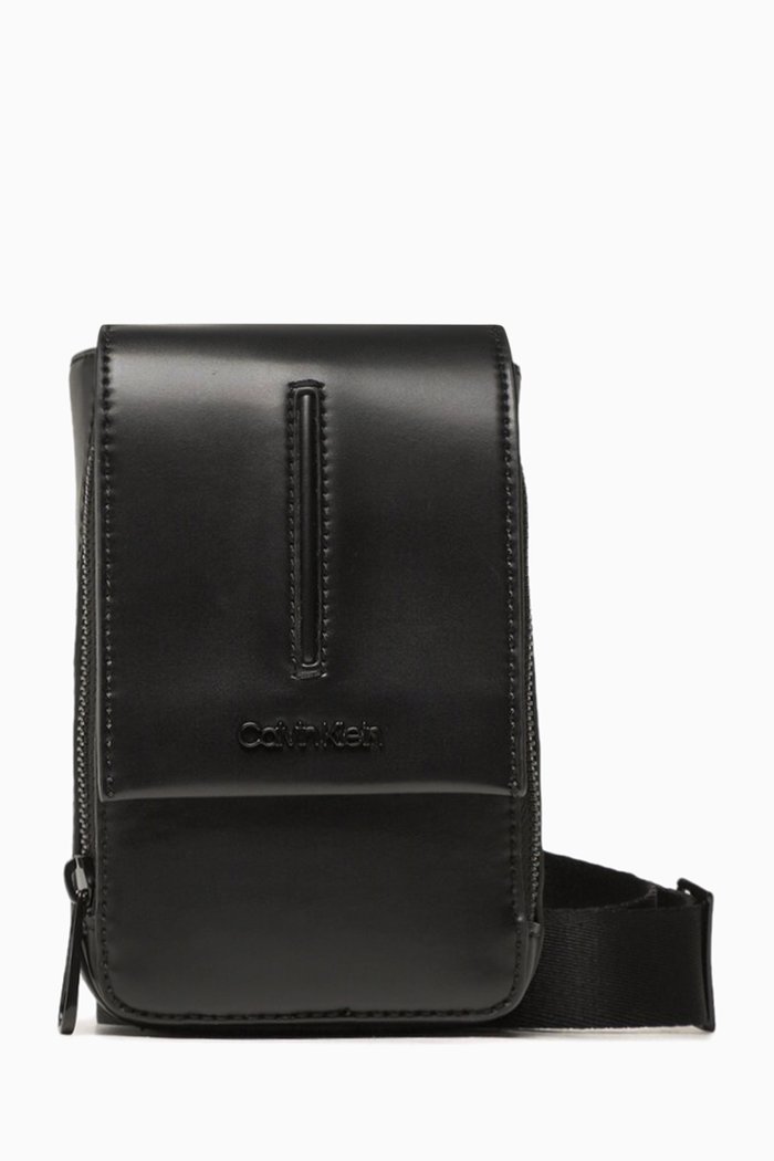 

CK Median Reporter Bag in Recycled Faux Leather, Black