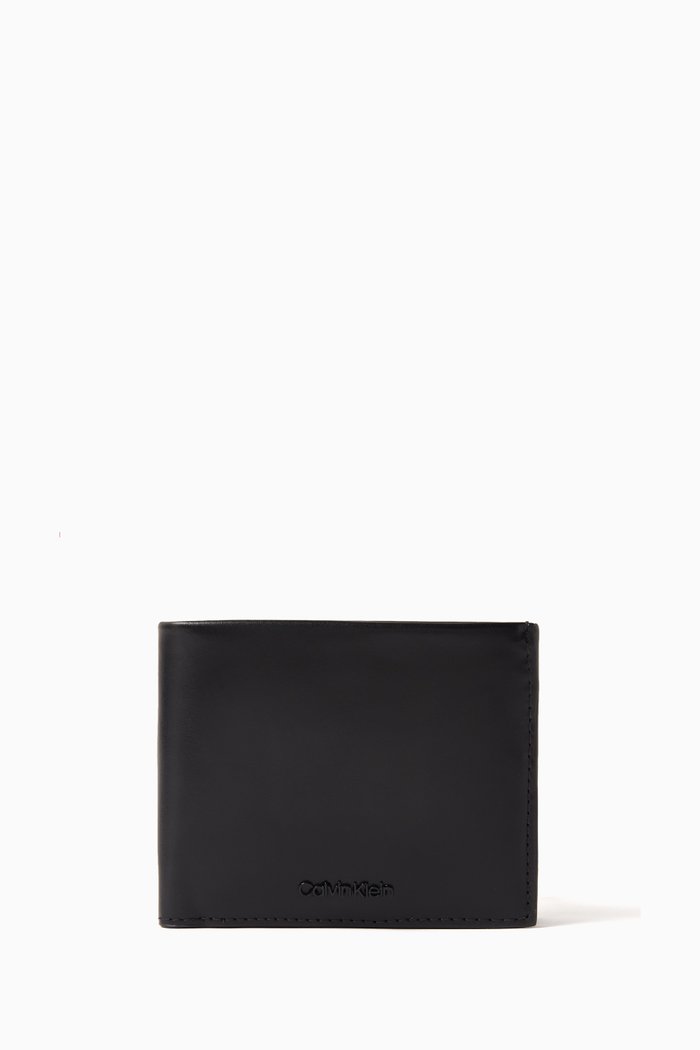 

CK Median Bi-fold Wallet in Faux Leather, Black