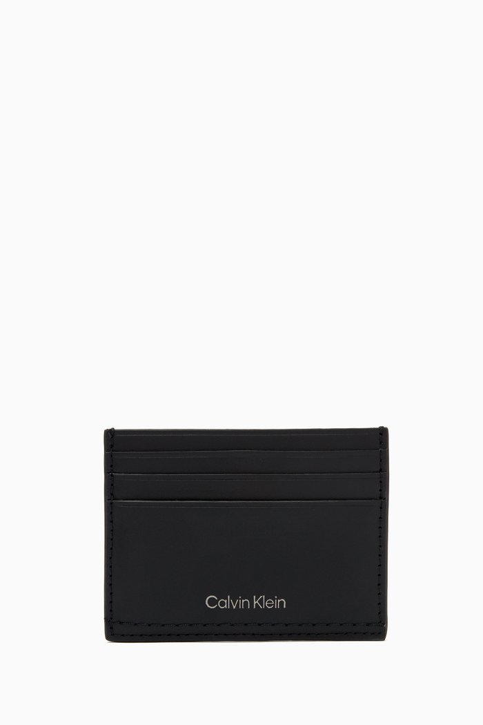 

Embossed Logo Cardholder in Recycled Leather, Black