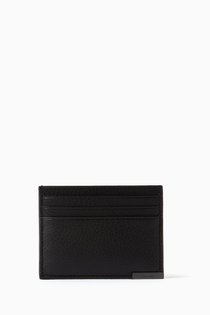 

Plaque Logo Cardholder in Faux Leather, Black