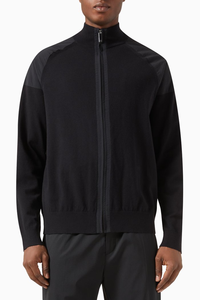

Zip-up Jacket in Lyocell Blend, Black