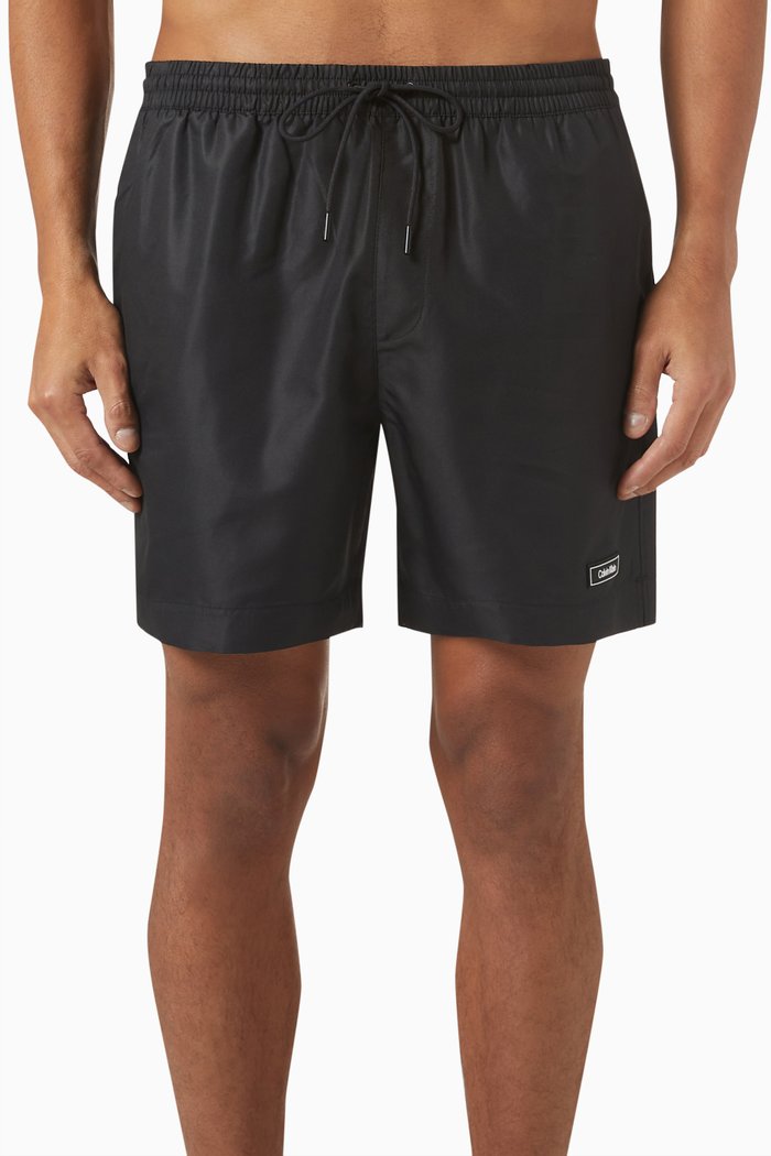 

Medium Drawstring Swim Shorts in Nylon, Black