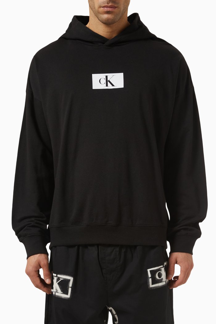 

Lounge Hoodie in Cotton Terry, Black
