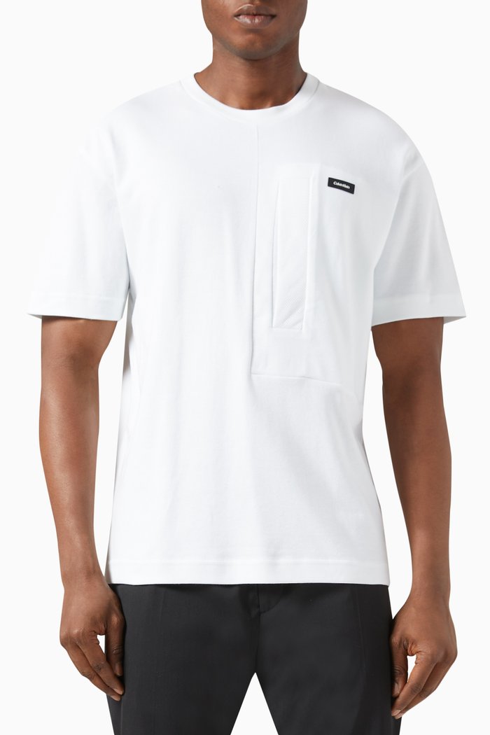 Mesh Pocket T-shirt in Cotton Jersey, White
