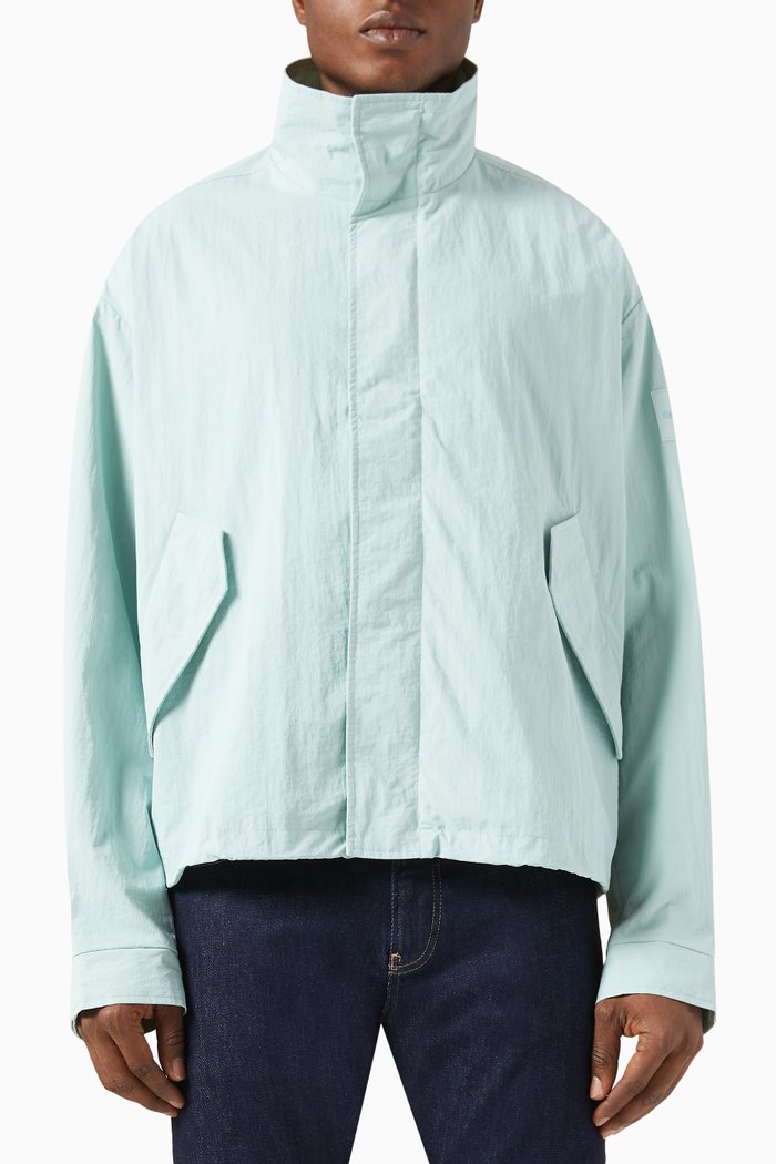 

Relaxed Matt Blouson Jacket in Nylon, Blue