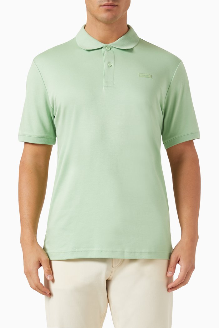 

Slim Polo Shirt in Cotton, Green