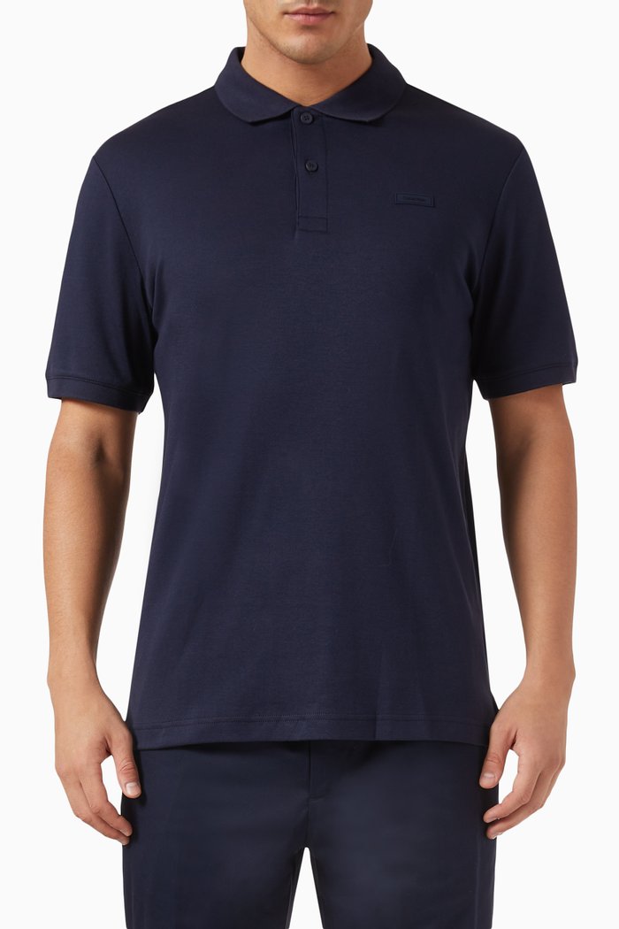 

Slim Polo Shirt in Cotton, Blue