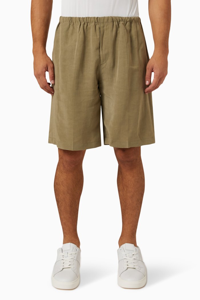 

Long Shorts in Linen Blend, Green