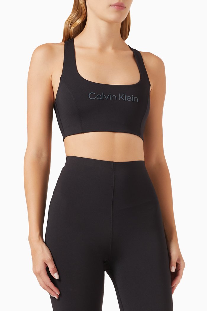 

CK Medium Impact Sports Bra in Stretch Polyester, Black