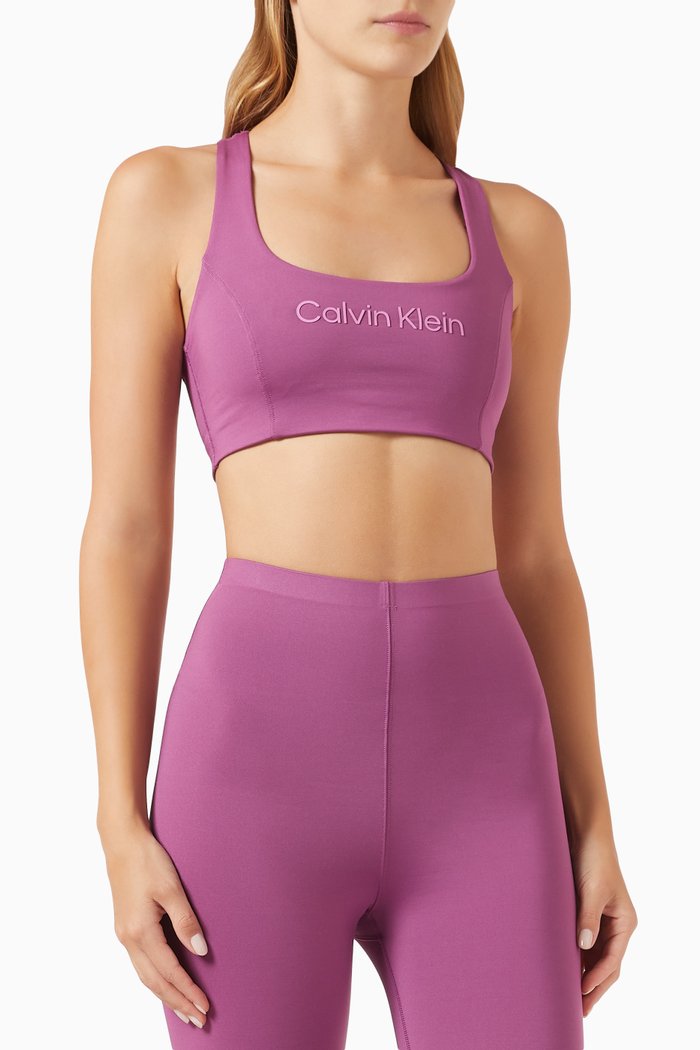 

CK Medium Impact Sports Bra in Stretch Polyester, Pink