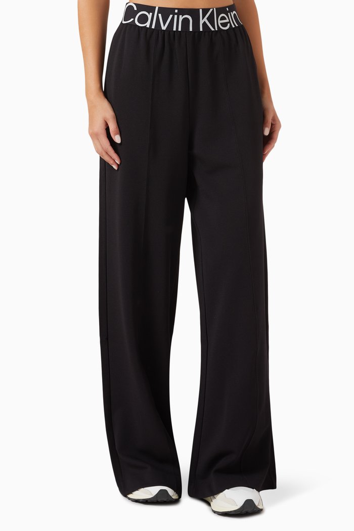 Performance Wide Leg Pants in Technical Stretch Fabric, Black