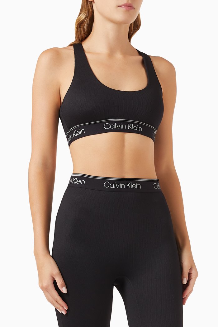 

CK Medium Impact Sports Bra in Stretch Polyester, Black