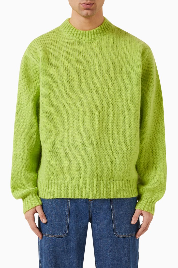 

Sweater in Mohair-wool Blend, Green