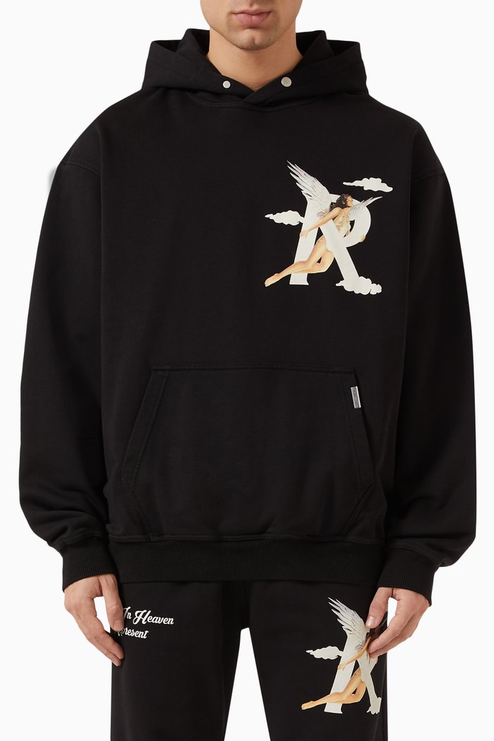 

Storms In Heaven Hoodie in Cotton Jersey, Black