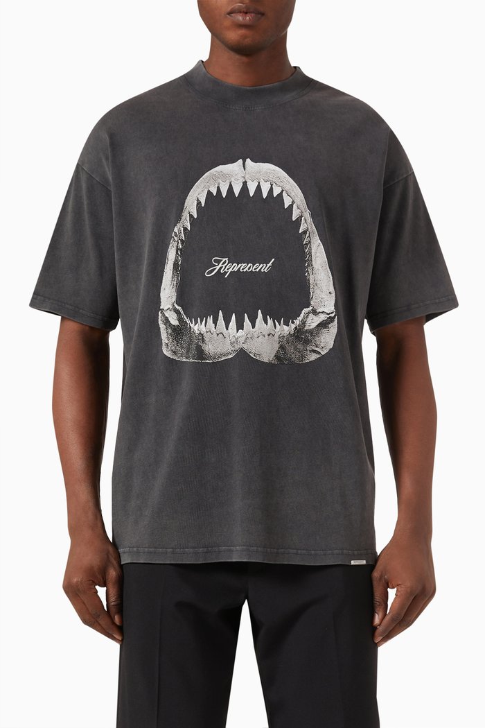 Shark Jaws T-shirt in Cotton, Grey