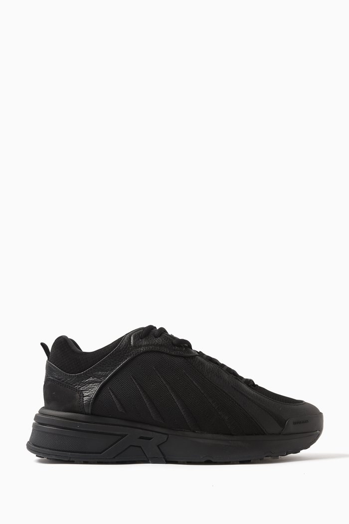 

Viper Runner Sneakers in Tumbled Leather & Ballistic Nylon, Black