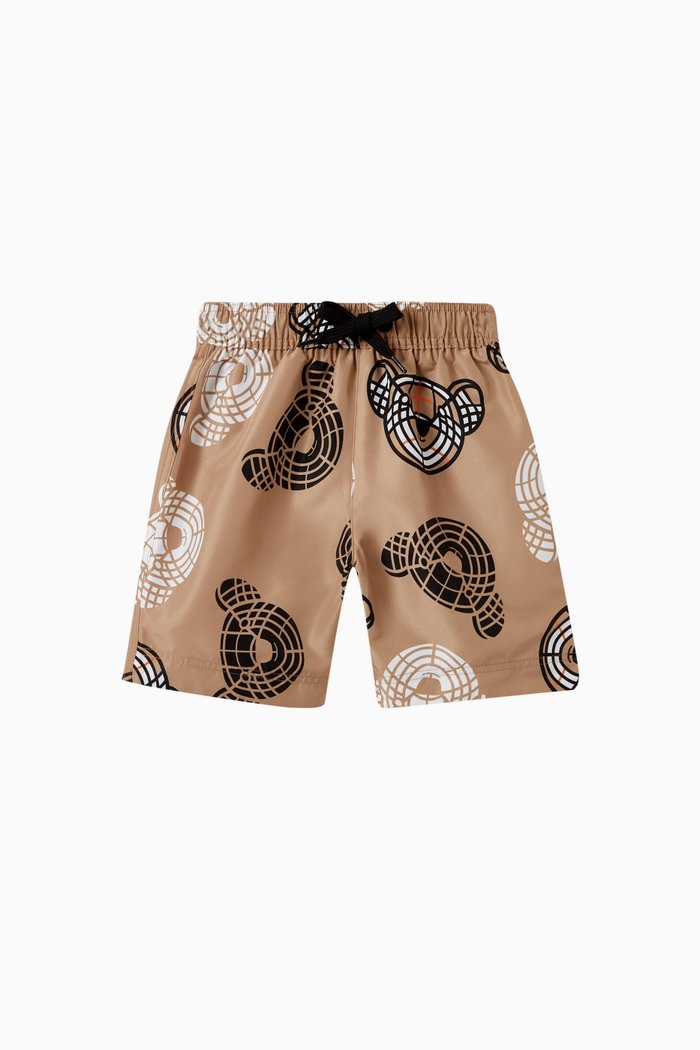 

Thomas Bear Print Swimshorts in Polyester, Neutral