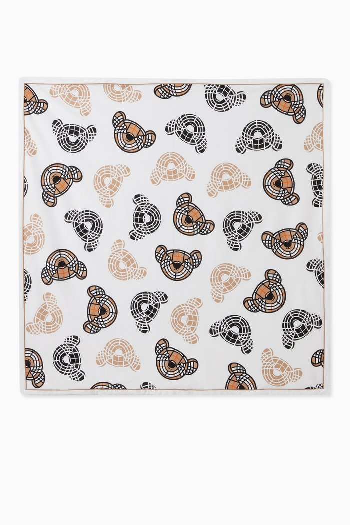 

Thomas Bear Print Blanket in Cotton, White