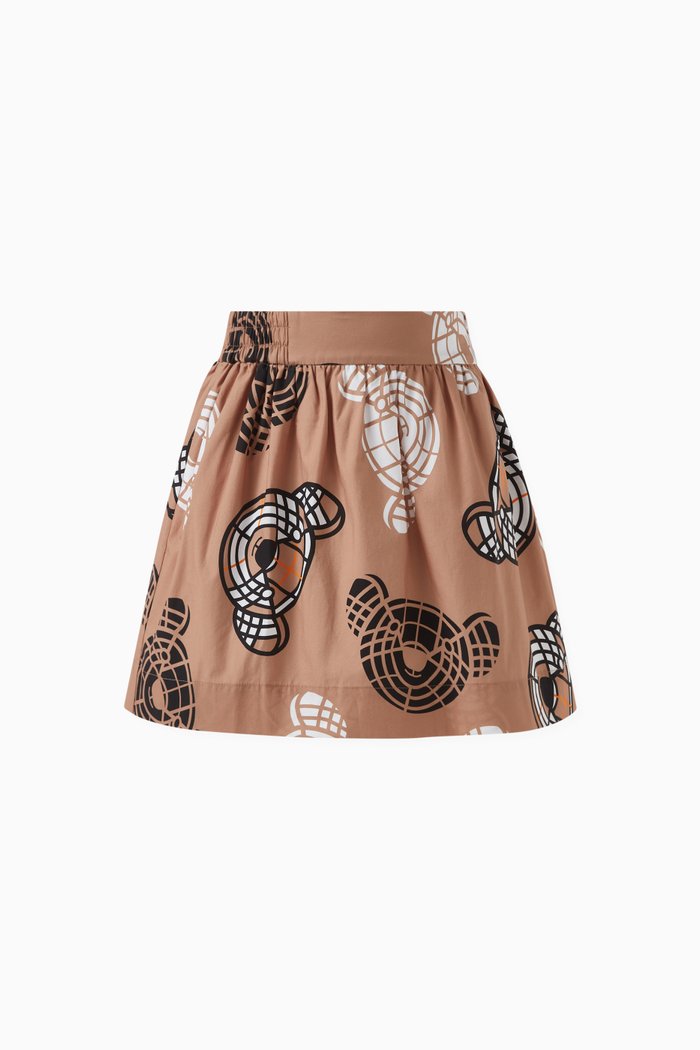 

Teddy Bear-print Skirt in Cotton, Neutral