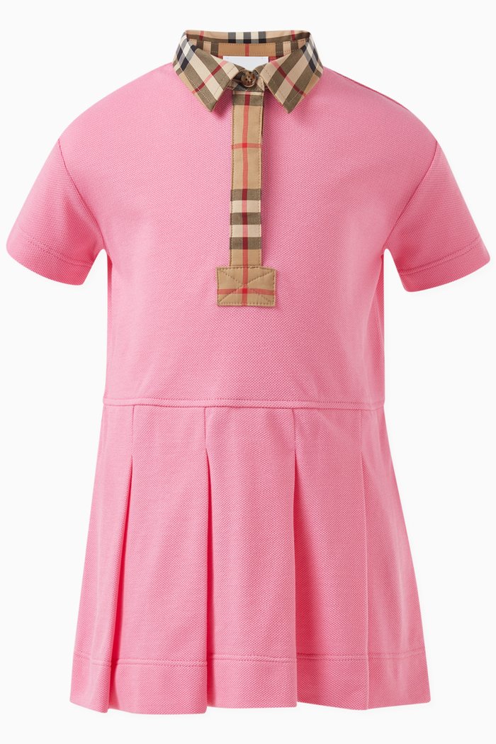 

Vintage Check Polo Shirt Dress in Cotton Piqué, Pink