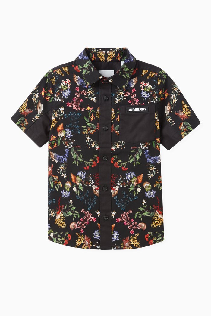 

Owen Foral Shirt in Cotton, Black