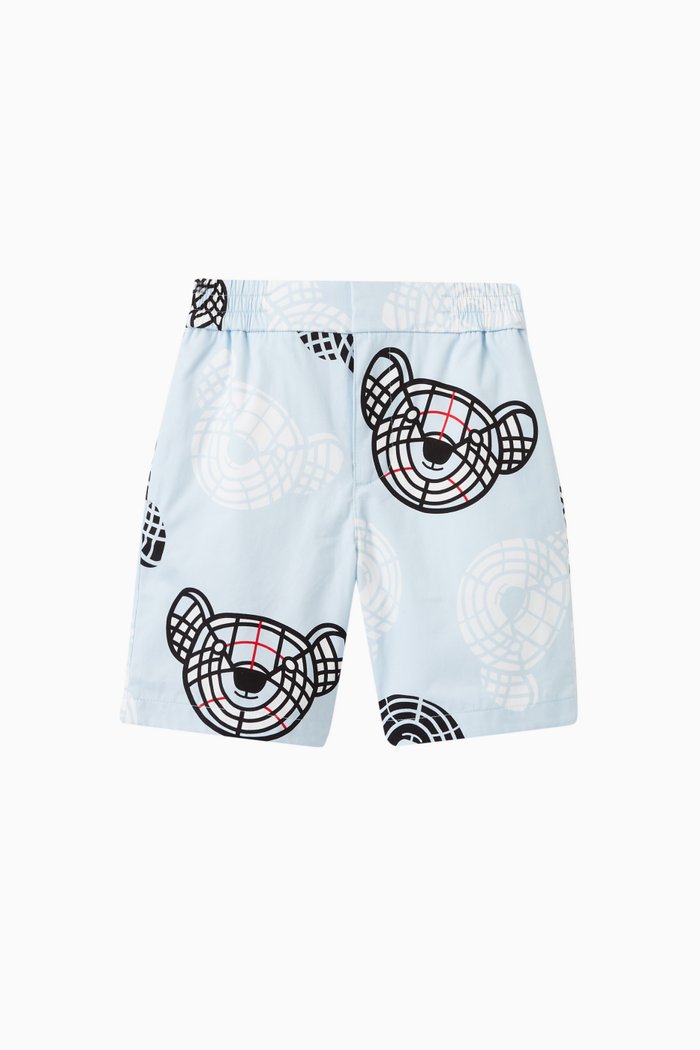 

Roman Bear Print Short in Cotton, Blue